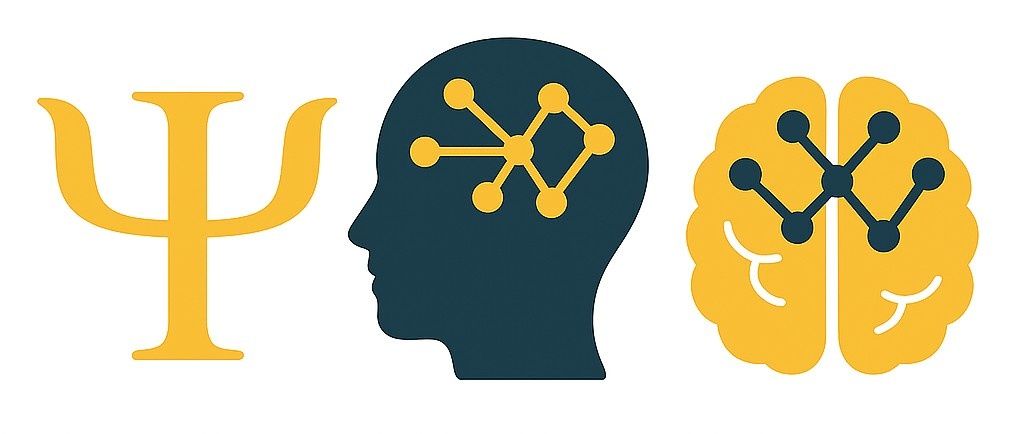 Tres iconos que representan la psicología: un símbolo griego