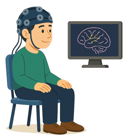 Una persona que lleva puestos unos auriculares de EEG