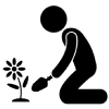 Icon Mensch kümmert sich um eine Blume Icon Mensch kümmert sich um eine Blume