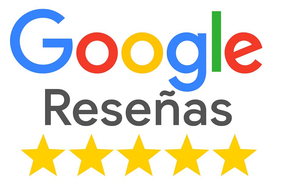 Logotipo de Google Reviews con cuatro estrellas doradas.