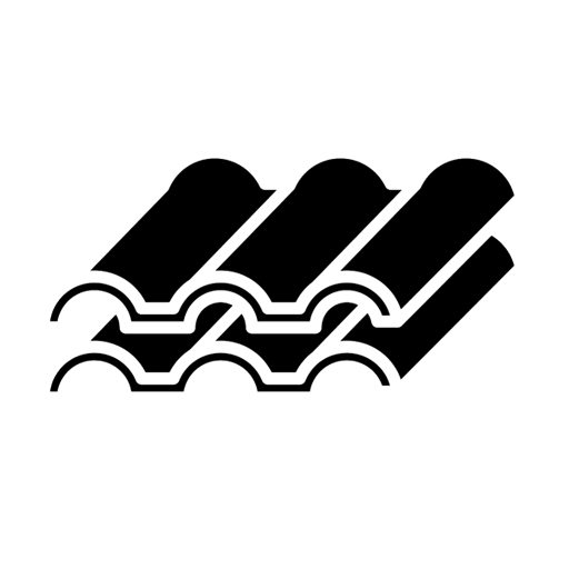 Es un icono en blanco y negro de un techo.