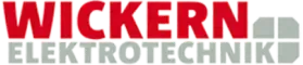 Logo of Wickern Elektrotechnik in red and gray.