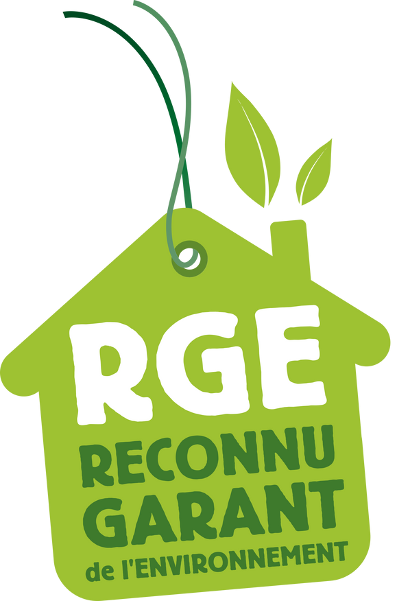 Maison verte avec écriture RGE