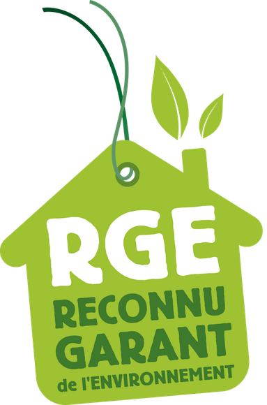 Maison verte avec écriture RGE