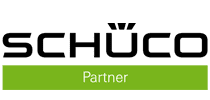 Logotipo de SCHÜCO con barra verde “Partner”