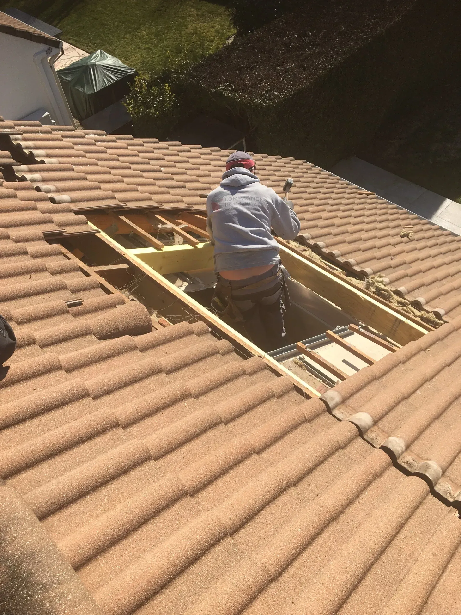 préparation de la pose d'une fenêtre de toit