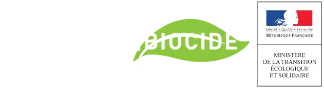 Logo avec une feuille verte et le texte « BIOTIDE ». Logo du gouvernement français à droite.