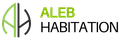 Logo pour ALEB HABITATION : initiales vertes et noires « AH » dans un cercle, avec le nom en texte vert et noir.