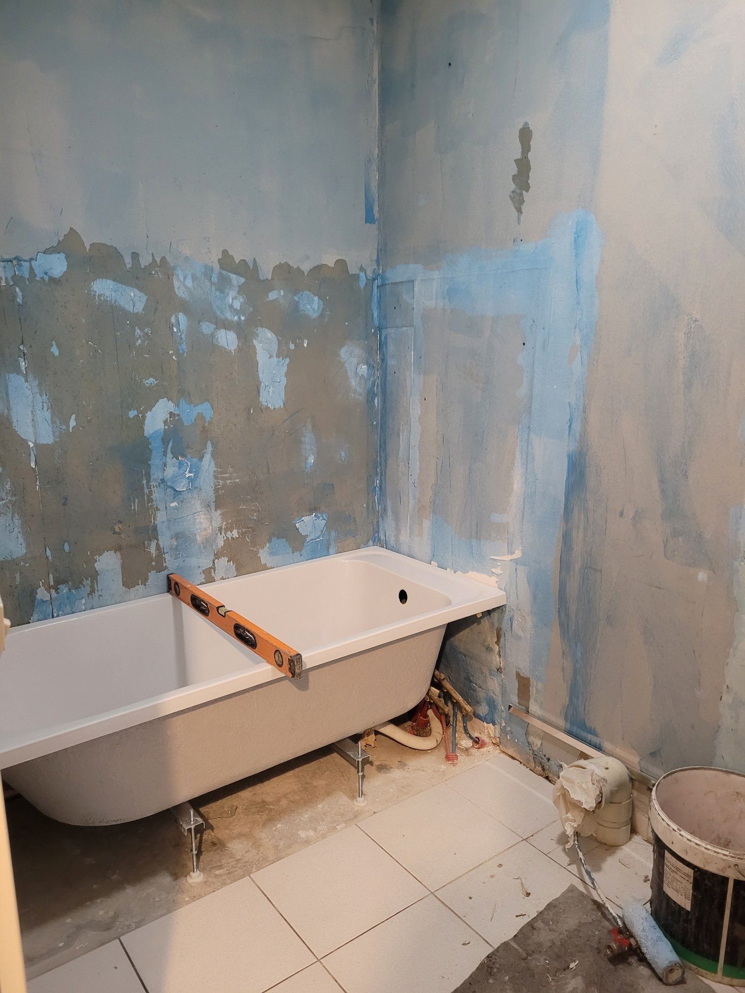 Pose d'une baignoire