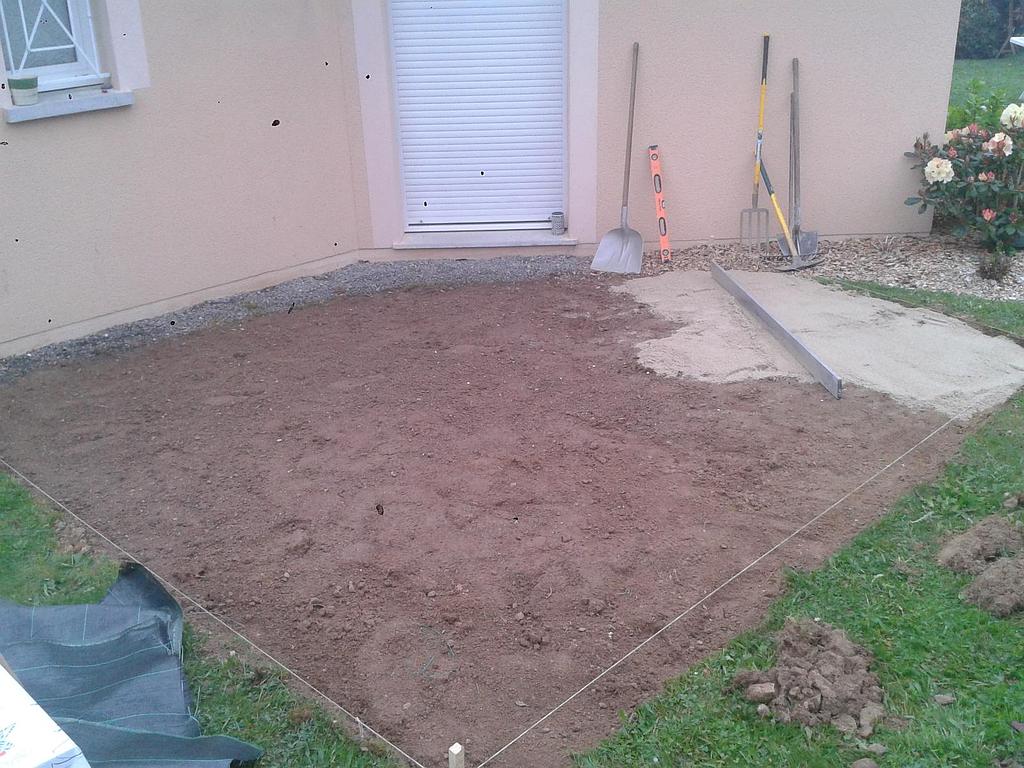 Travaux en cours pour la création de terrasse