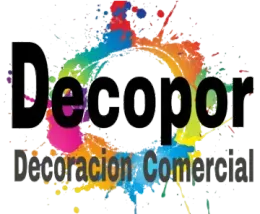 A colorful logo for decopor decoracion comercial