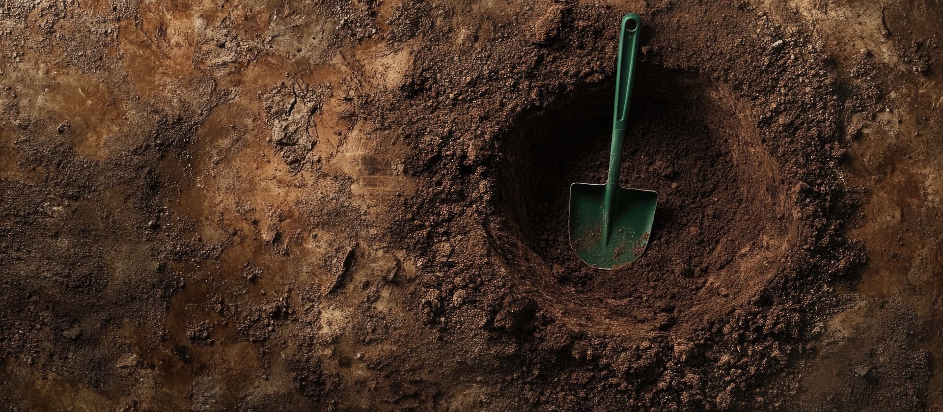 Un trou avec une pelle dedans