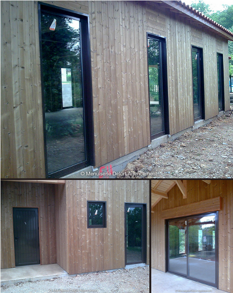 Pose de menuiseries en aluminium sur maison bois Thonac | Menuiserie Delort Agencement Dordogne