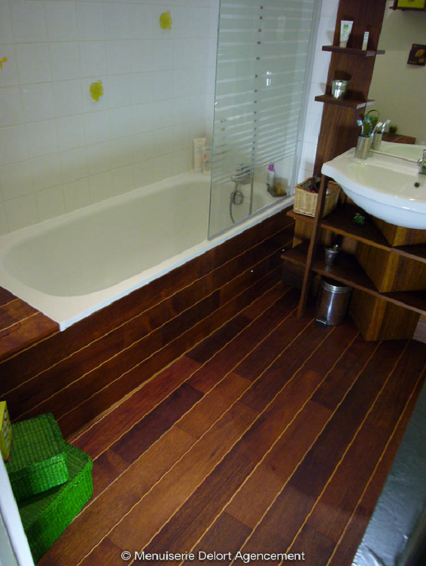 Parquet pont de bateau appartement Sarlat | Menuiserie Delort Agencement Dordogne