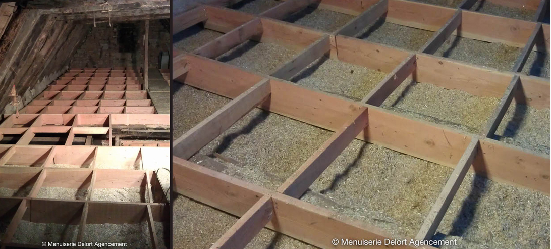 Isolation de combles à Terrasson - Chénevotte 350 mm | Menuiserie Delort Agencement Dordogne