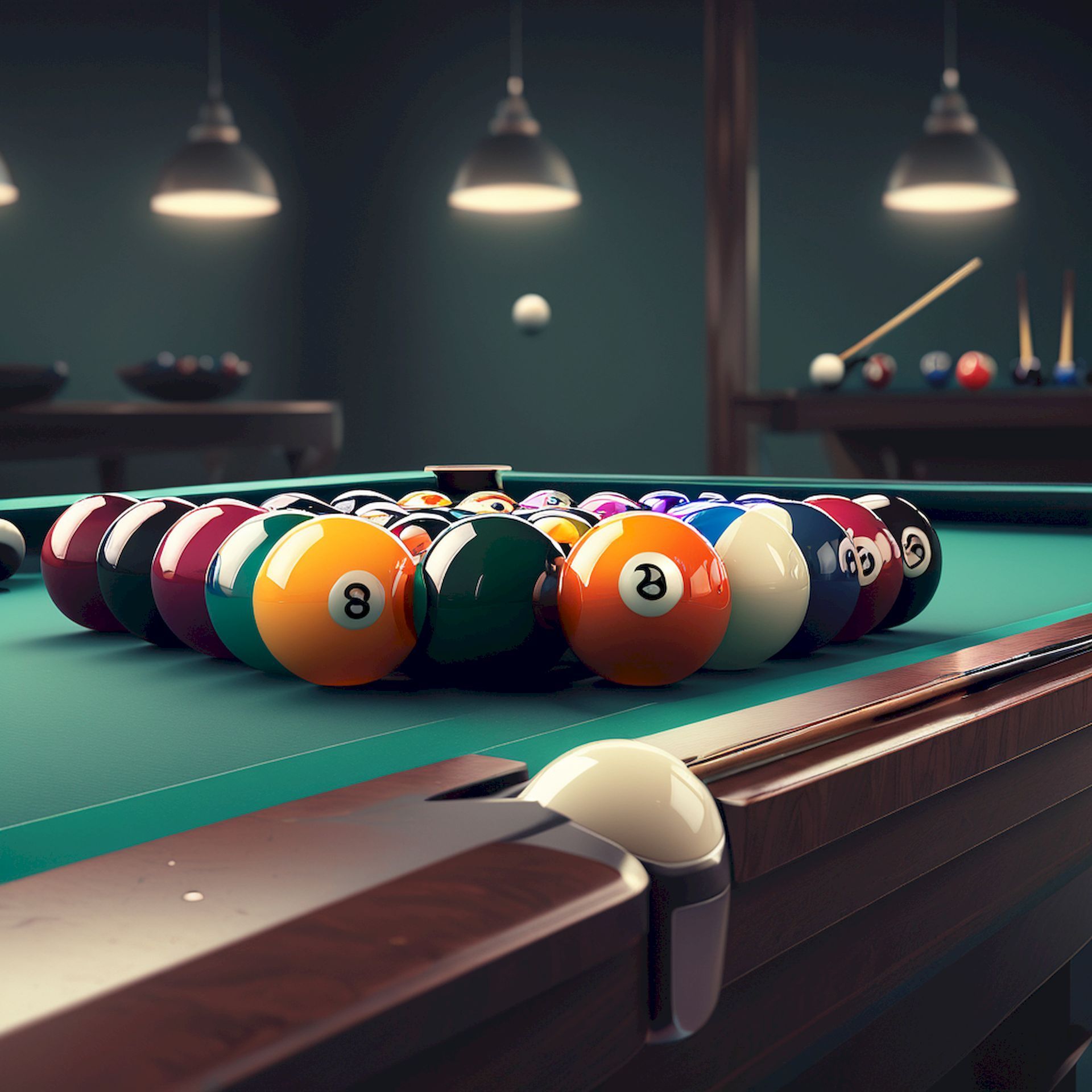 Table de billard avec son équipement