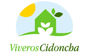 Un logotipo para vivero cidoncha con una casa y hojas.