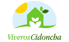 Un logotipo para vivero cidoncha con una casa y hojas.