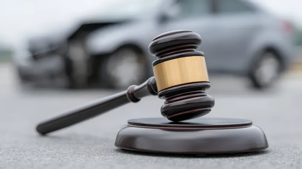 Manos escribiendo notas, computadora portátil, contrato, mazo, bolígrafo sobre una mesa blanca.