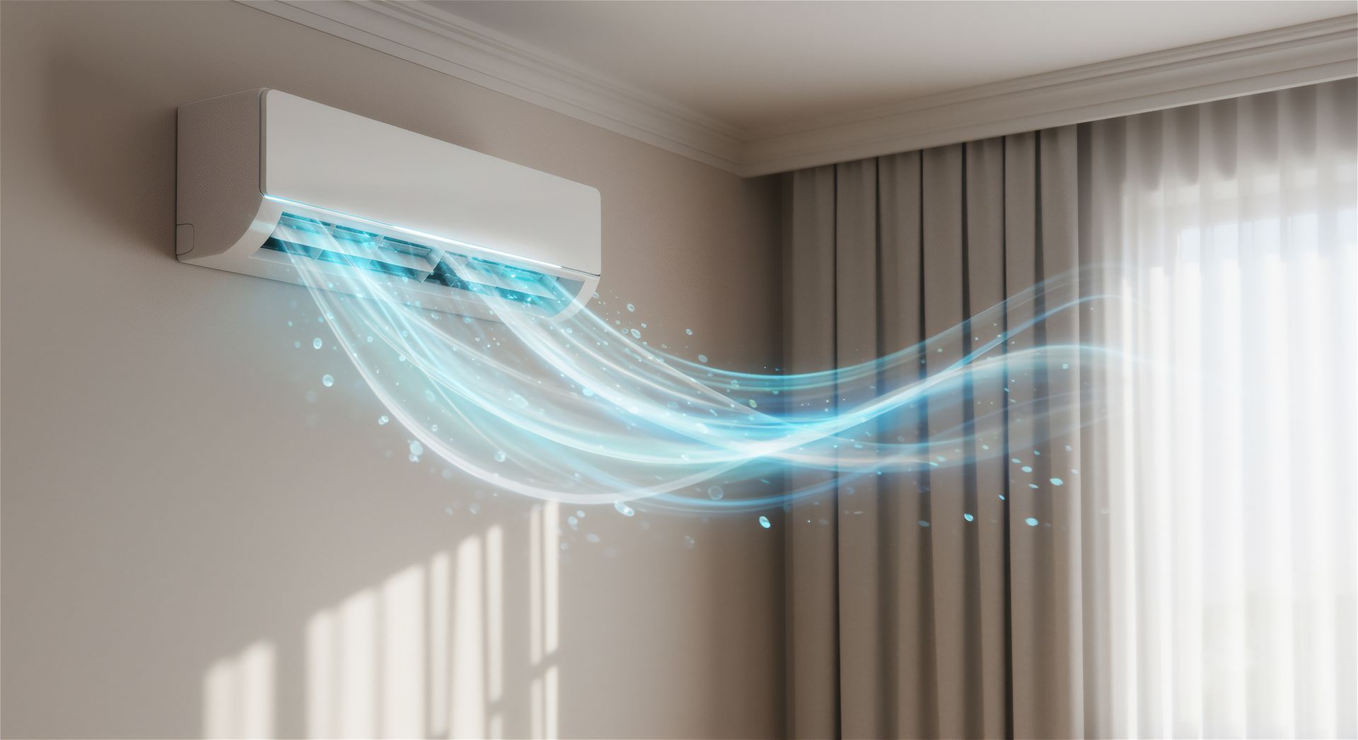 Une climatisation qui jette de l'air froid dans un salon