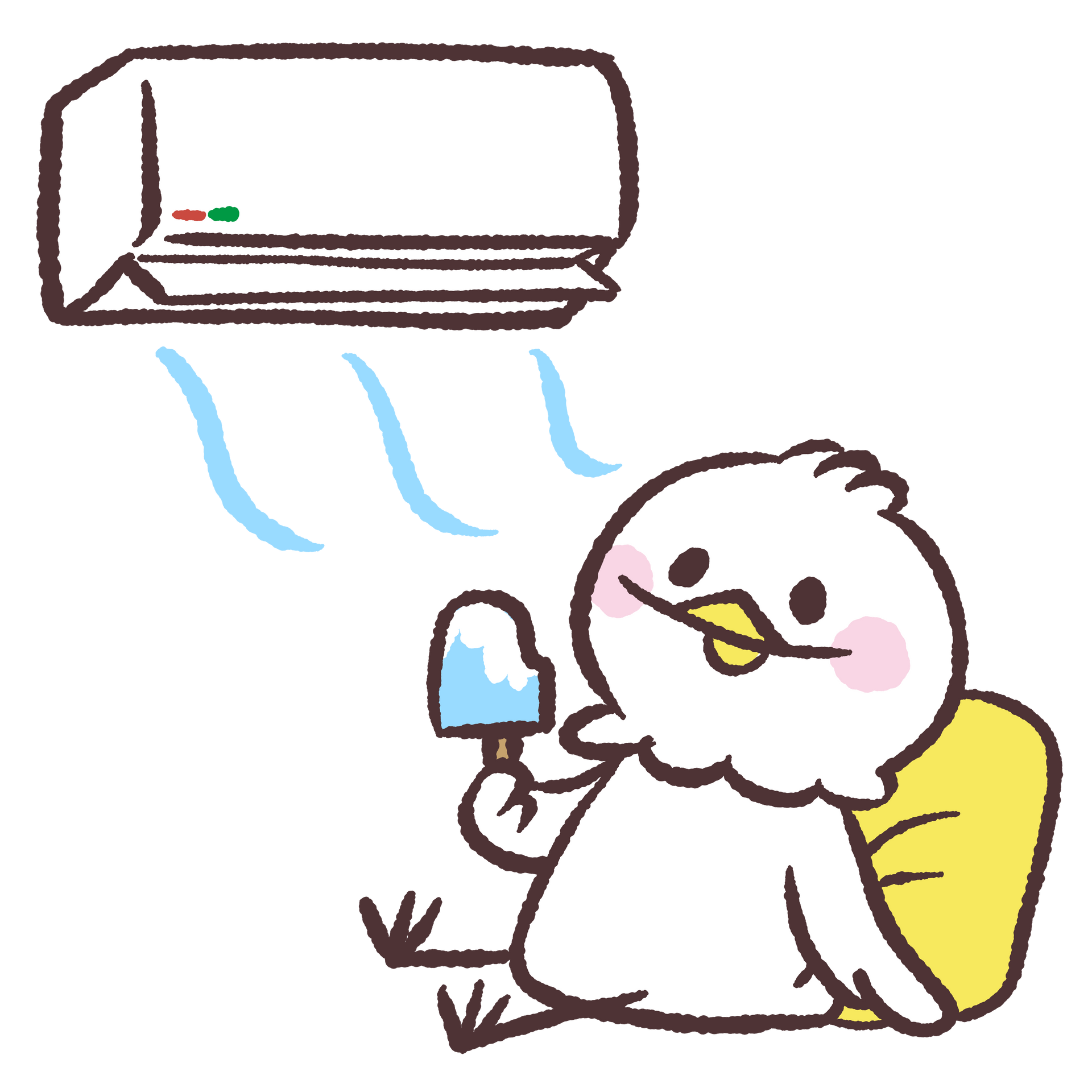 Un canard avec une glace sous une climatisation