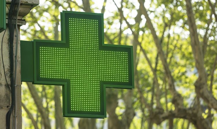 Insegna luminosa esterna croce verde farmacia