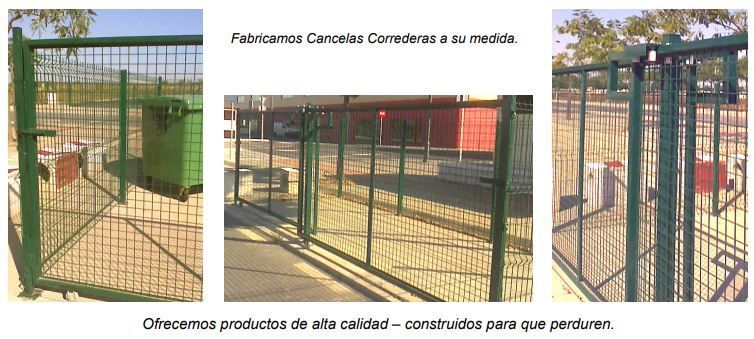 Tres imágenes de una valla con la palabra fabricamos en la parte inferior