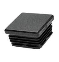 Una tapa de extremo cuadrada de plástico negro sobre un fondo blanco.