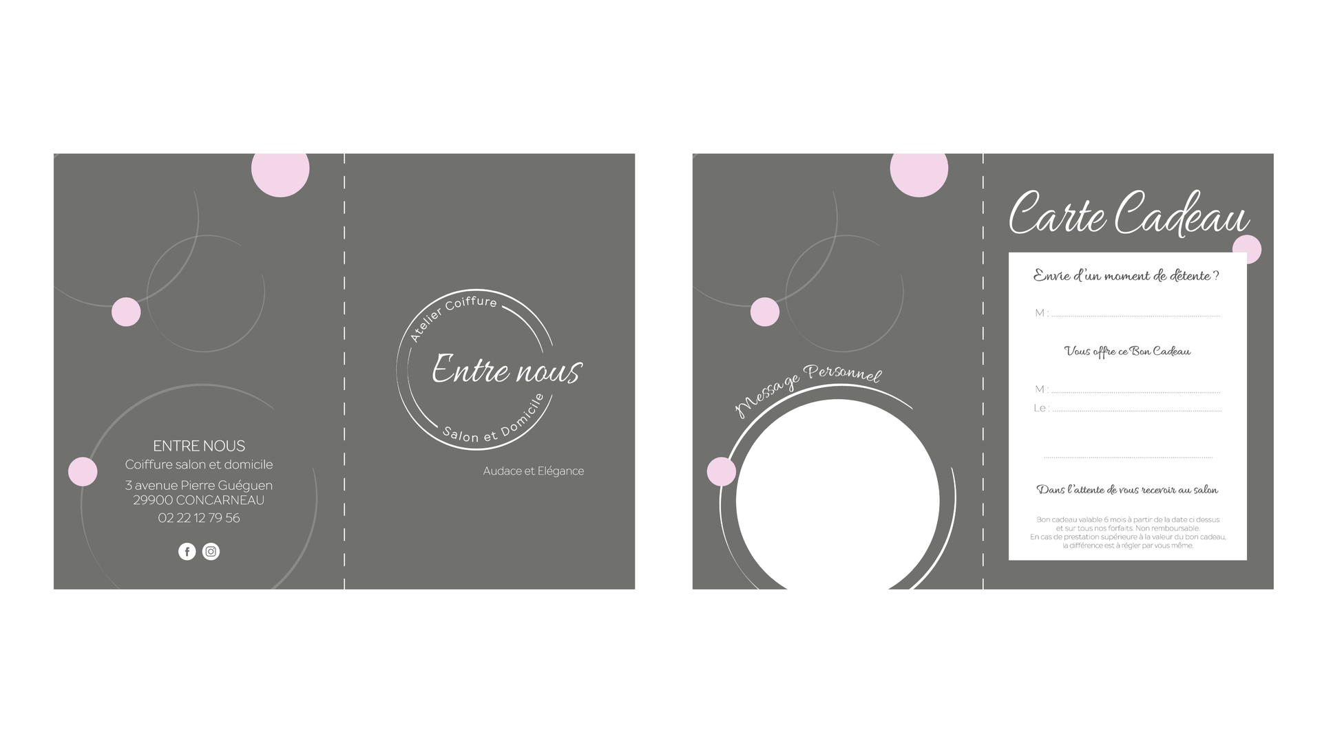 Création graphique carte cadeau Entre nous