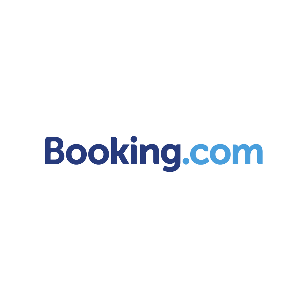 The booking.com logo is blue and white on a white background.