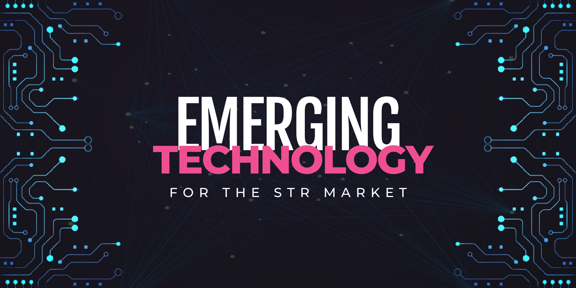 The word emerging technology is on a black background with a circuit board.