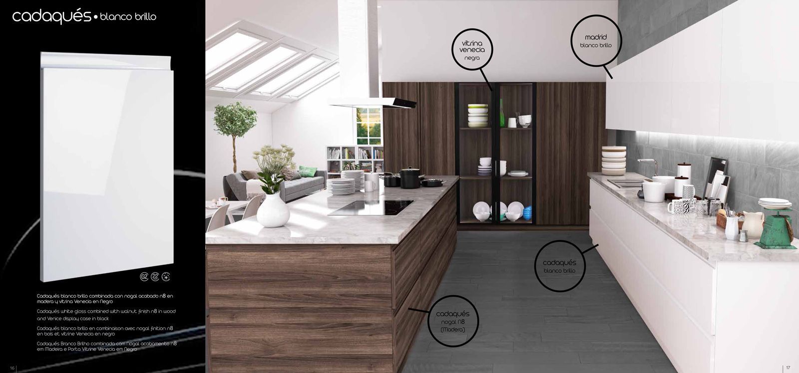 Una cocina con encimera blanca y gabinetes de madera.