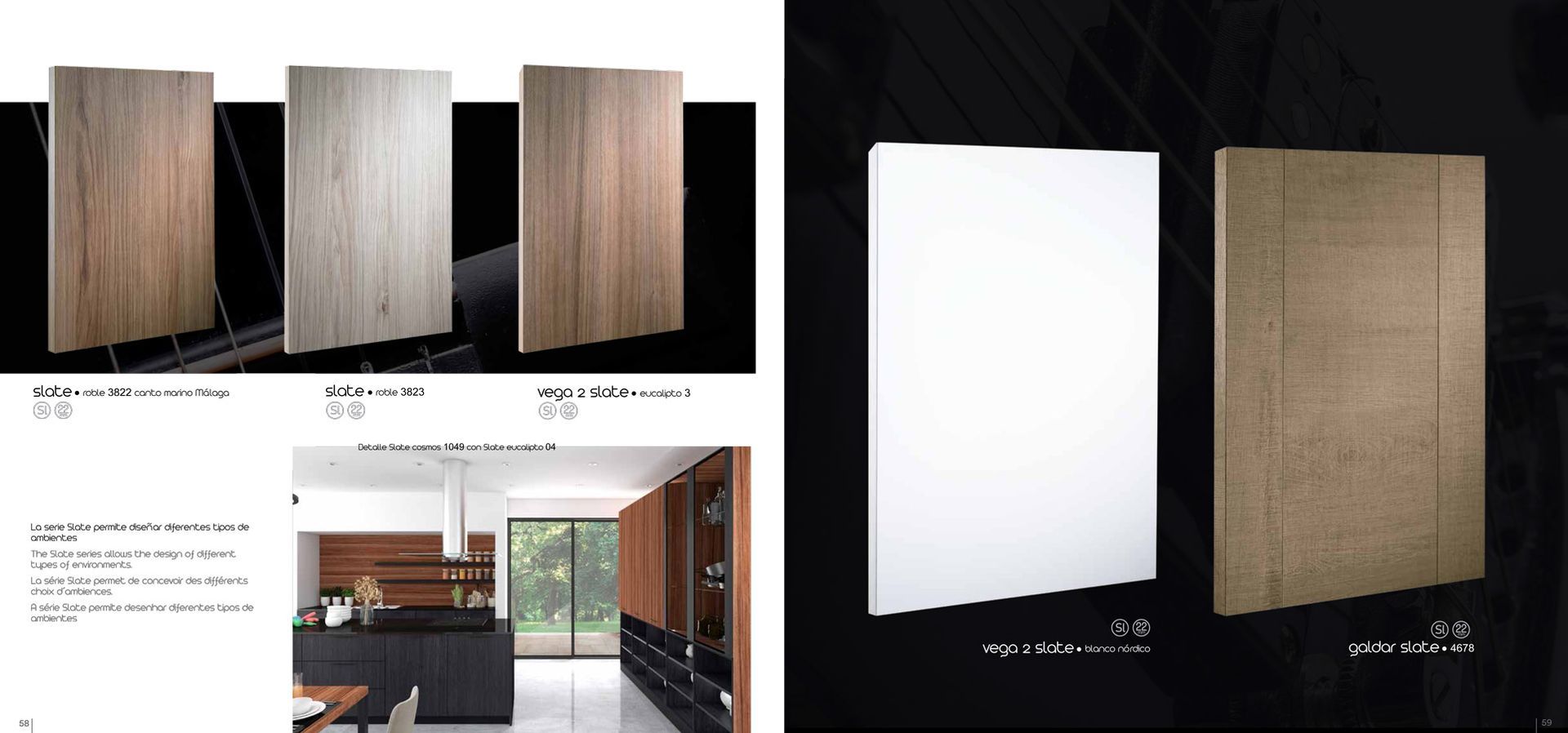 Una imagen de una cocina con diferentes tipos de madera.