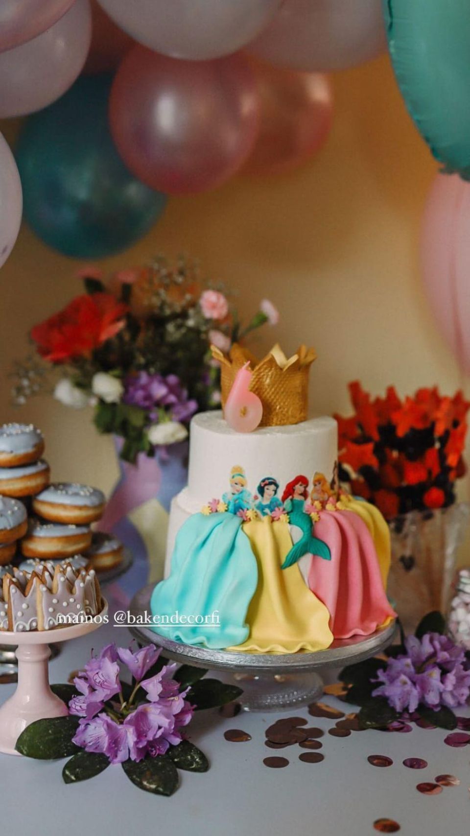 Syntymäpäiväkakku Disney-prinsessoilla