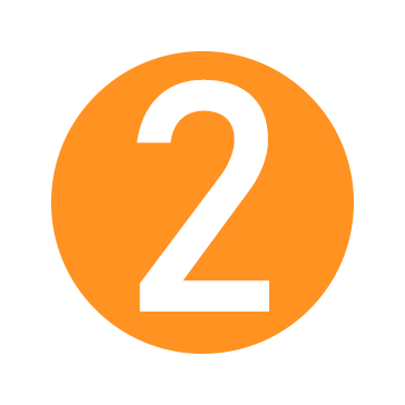 Ein orangefarbener Kreis mit der Zahl 2 darin