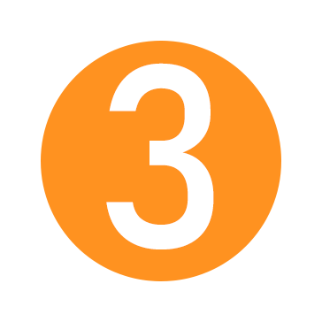 Ein orangefarbener Kreis mit der Zahl 3 darin