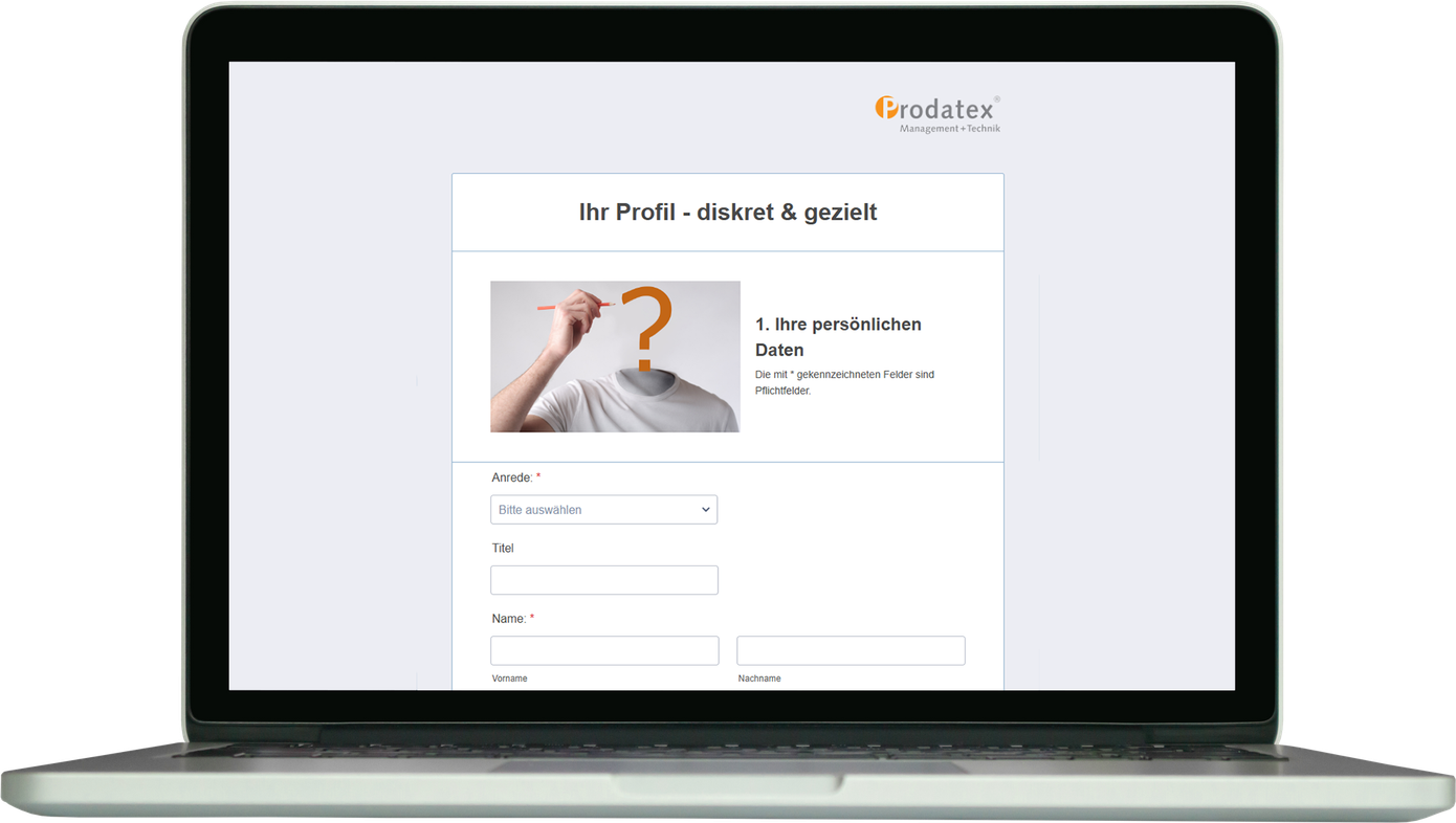 Ein Laptop mit einem Fragezeichen auf dem Bildschirm.