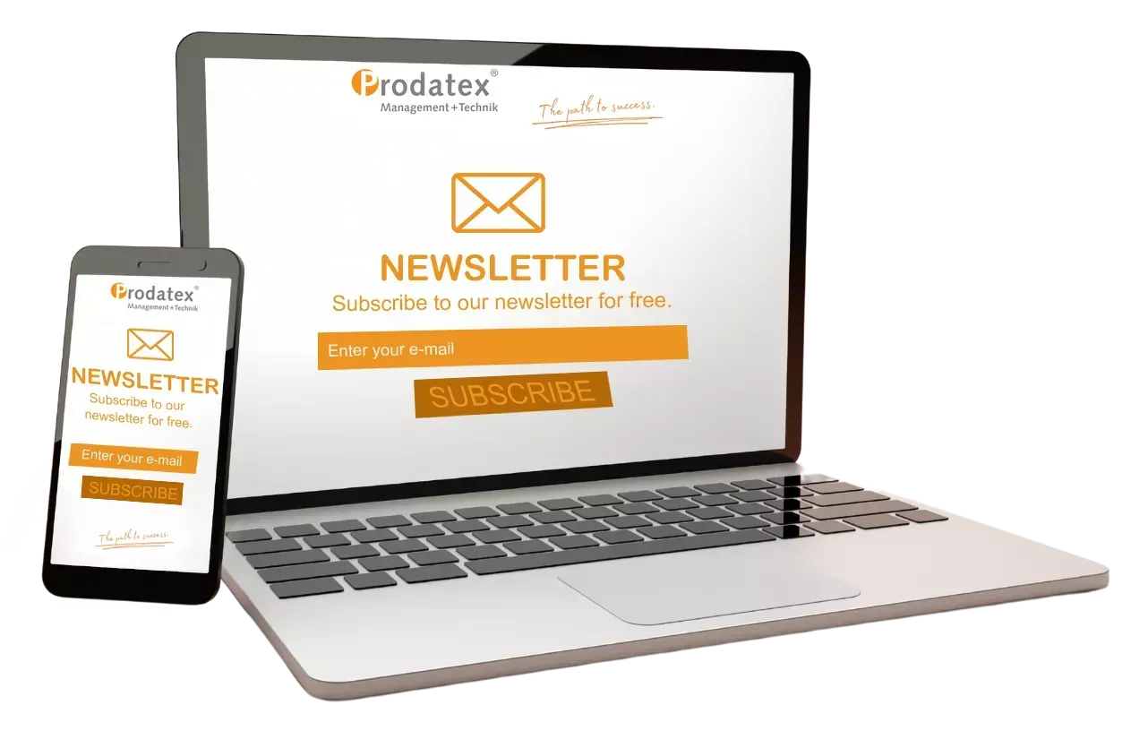 Ein Laptop und ein Mobiltelefon mit einem Newsletter auf dem Bildschirm.