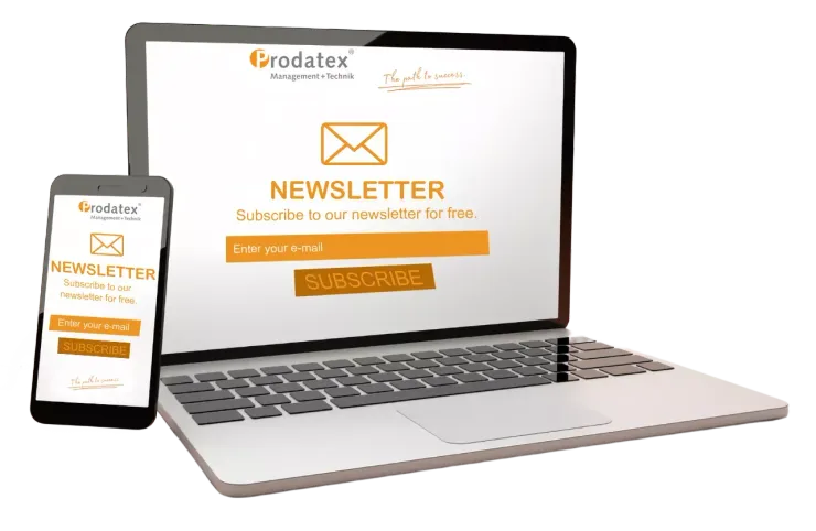 Ein Laptop und ein Mobiltelefon mit einem Newsletter auf dem Bildschirm.