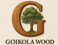 "G" de madera marr&oacute;n con un &aacute;rbol en el interior, "GOIKOLA WOOD" debajo.