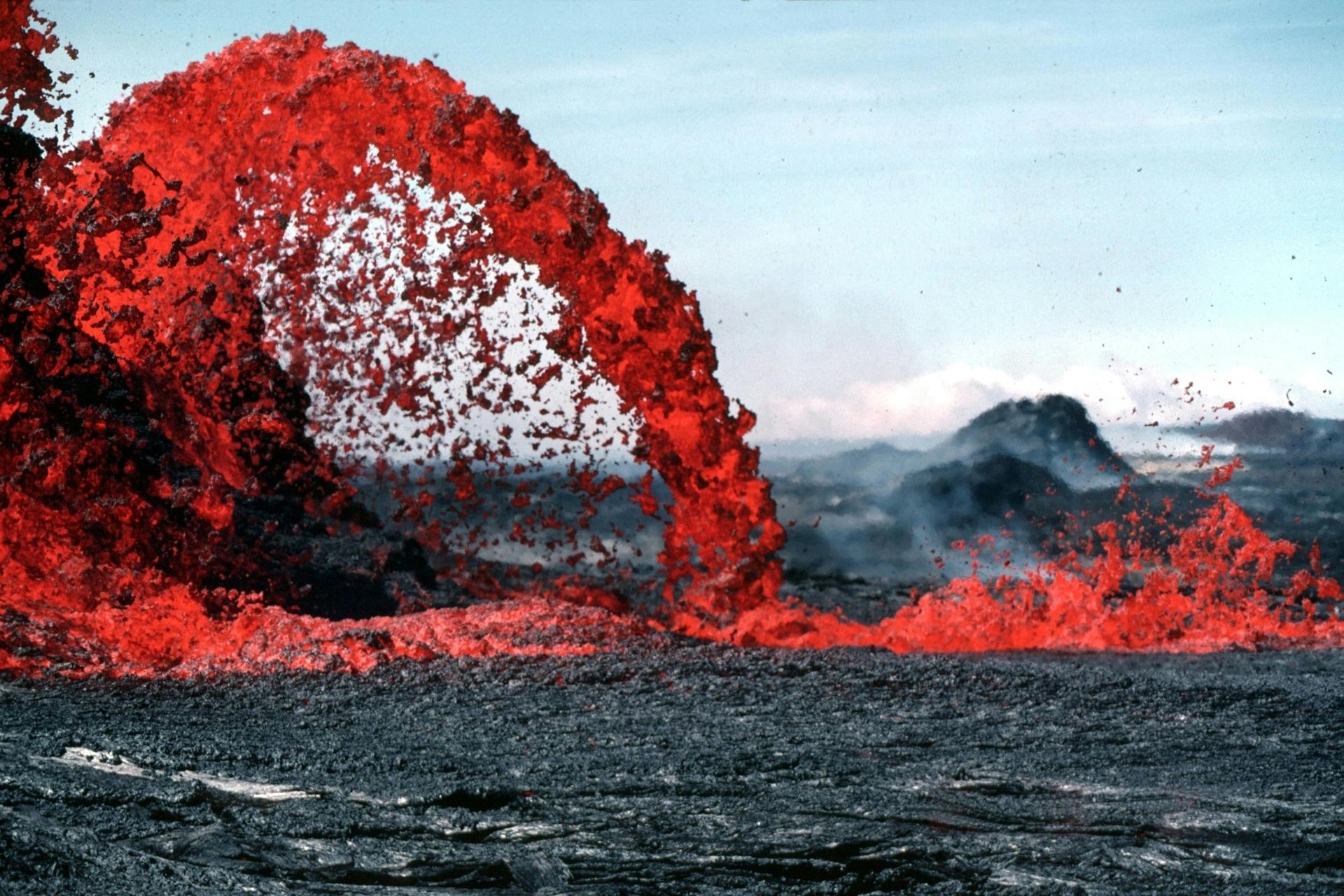 Lava flowing from ground.