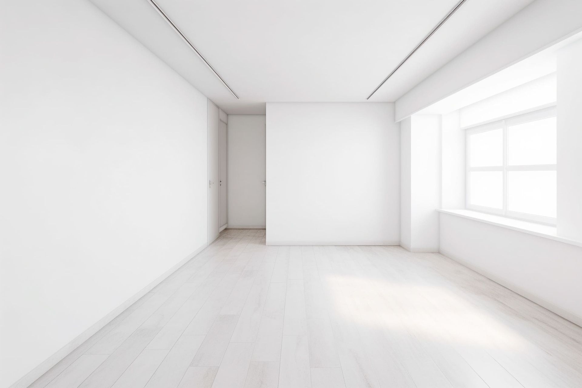 Una habitación vacía con paredes blancas y una ventana.