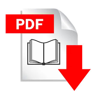 Un archivo PDF con un libro abierto y una flecha apuntando hacia abajo.