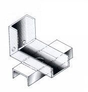 Un dibujo en blanco y negro de un soporte de metal sobre un fondo blanco.