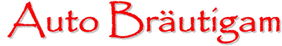 Roter „Auto Bräutigam“-Logo-Text auf weißem Hintergrund