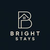 Logo for Bright Stays: a house within a stylized "B" with text "Bright Stays" below in off-white on navy blue.