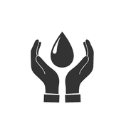 Icon offene Handflächen mit Wassertropfen