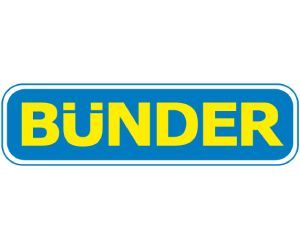 Logo für Bünder in gelber Schrift innerhalb eines blauen abgerundeten Rechtecks.