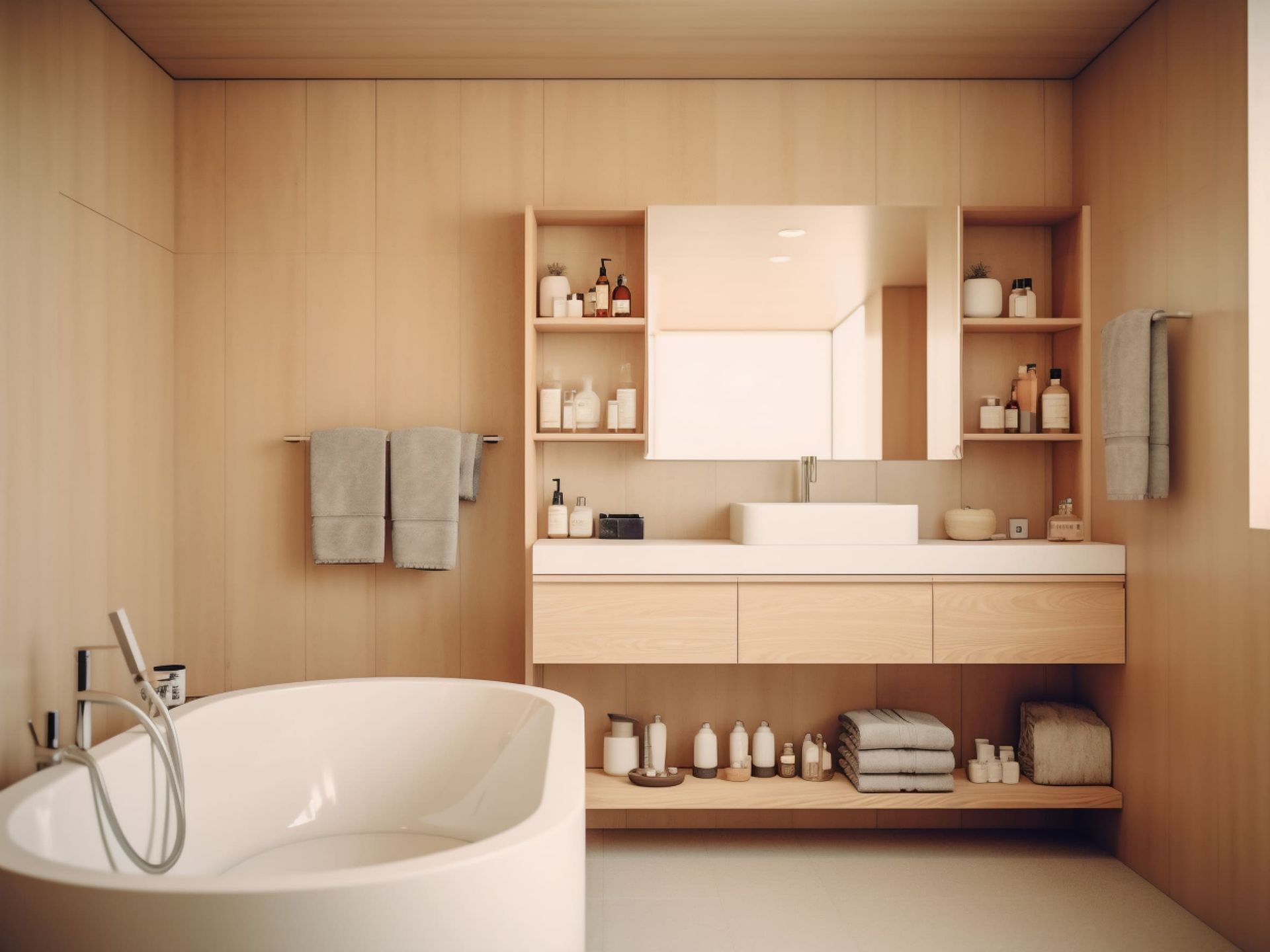 Un baño con bañera, lavabo y espejo.