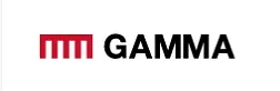El logotipo de gamma es rojo y negro sobre un fondo blanco.